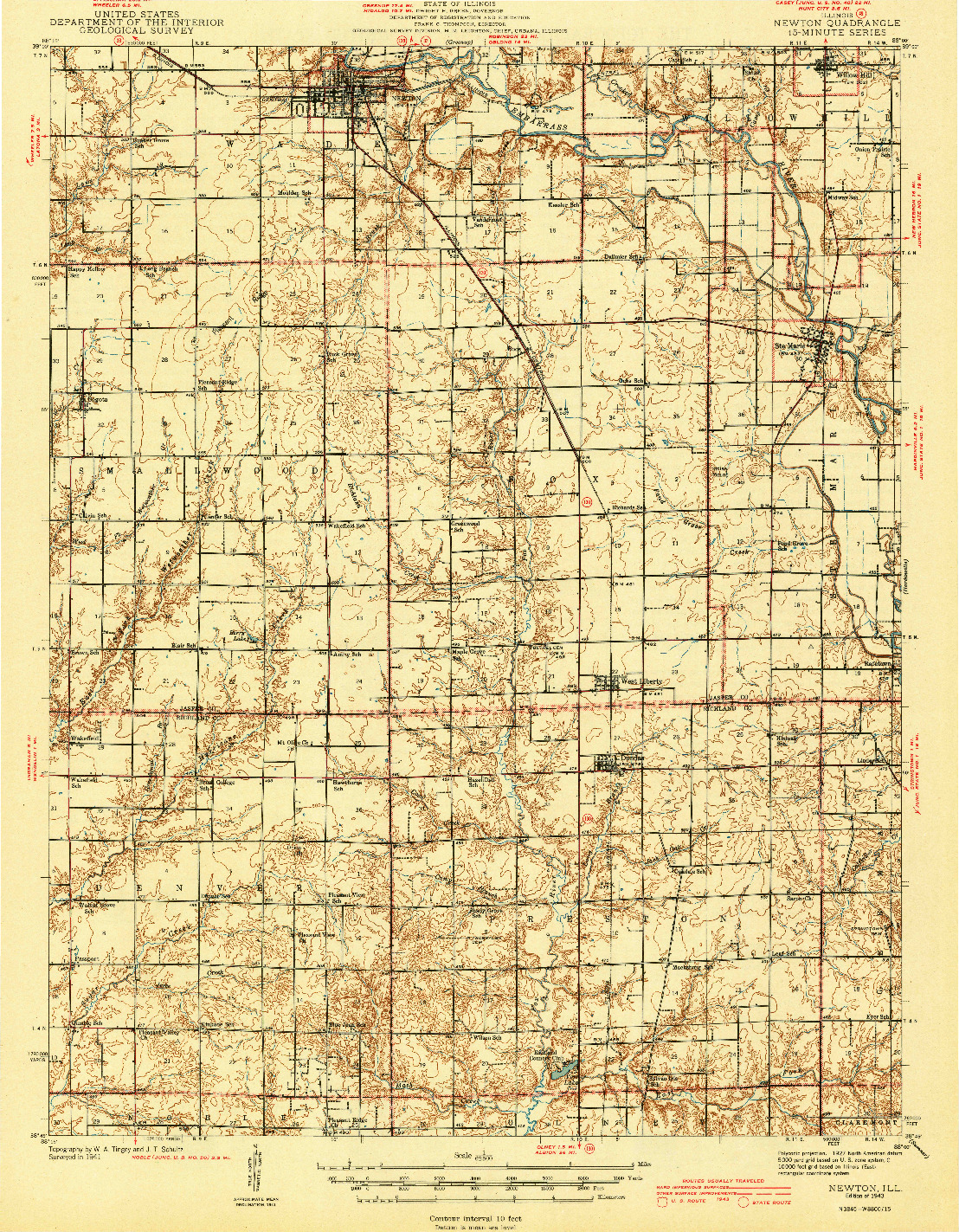 USGS 1:62500-SCALE QUADRANGLE FOR NEWTON, IL 1943