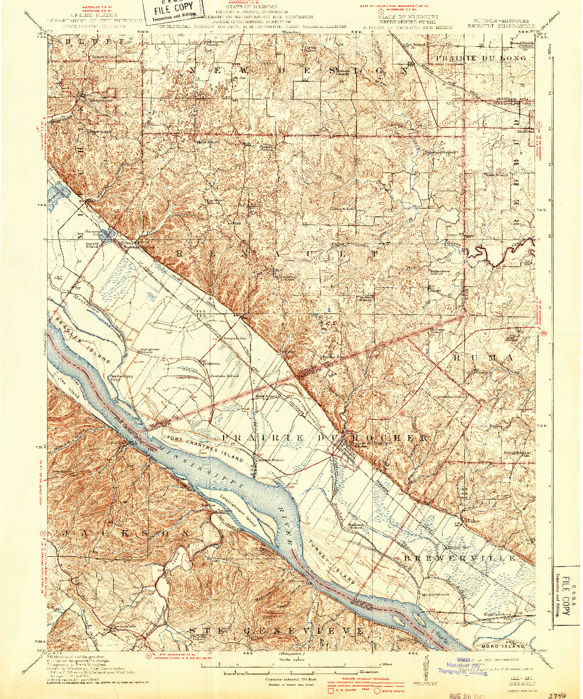 USGS 1:62500-SCALE QUADRANGLE FOR RENAULT, IL 1915