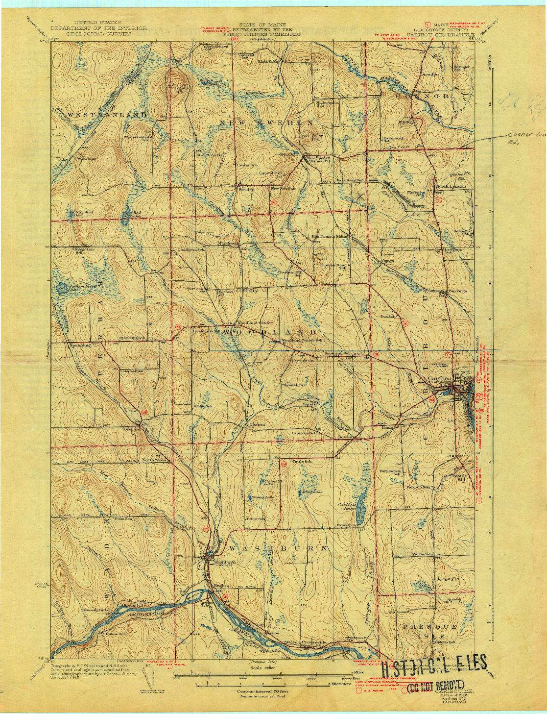 USGS 1:62500-SCALE QUADRANGLE FOR CARIBOU, ME 1932