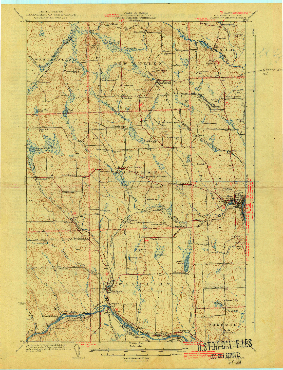 USGS 1:62500-SCALE QUADRANGLE FOR CARIBOU, ME 1932