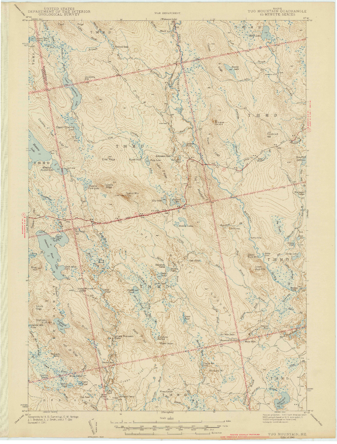 USGS 1:62500-SCALE QUADRANGLE FOR TUG MOUNTAIN, ME 1943