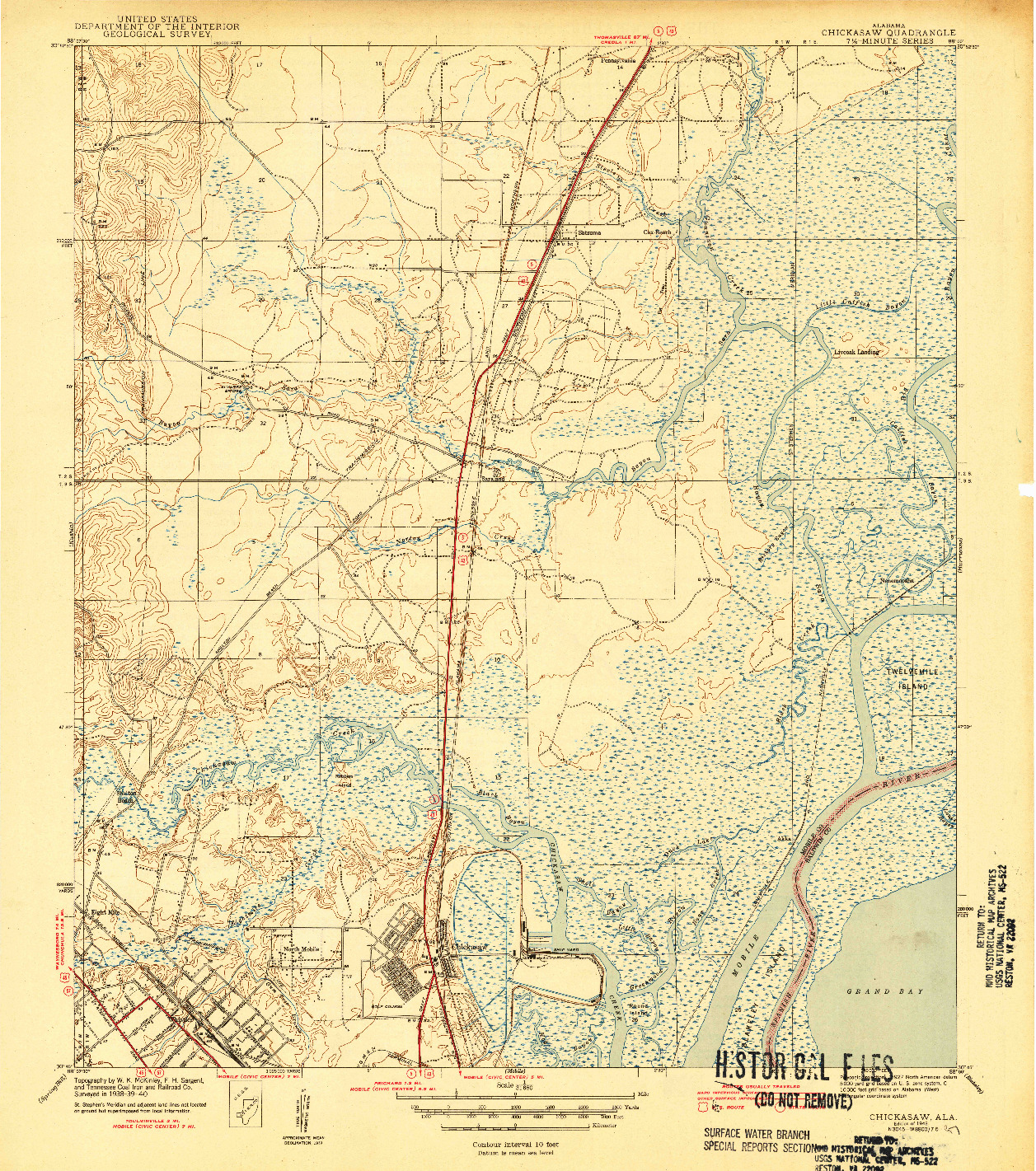 USGS 1:31680-SCALE QUADRANGLE FOR CHICKASAW, AL 1943