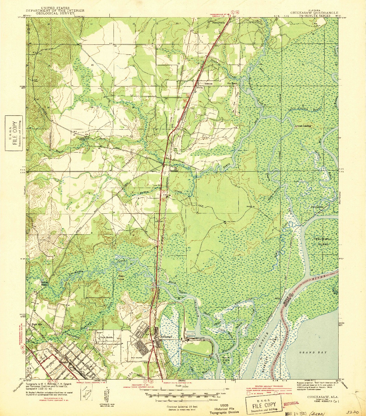 USGS 1:31680-SCALE QUADRANGLE FOR CHICKASAW, AL 1943