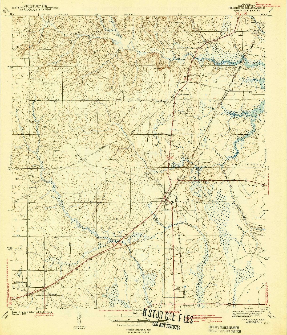 USGS 1:31680-SCALE QUADRANGLE FOR THEODORE, AL 1943