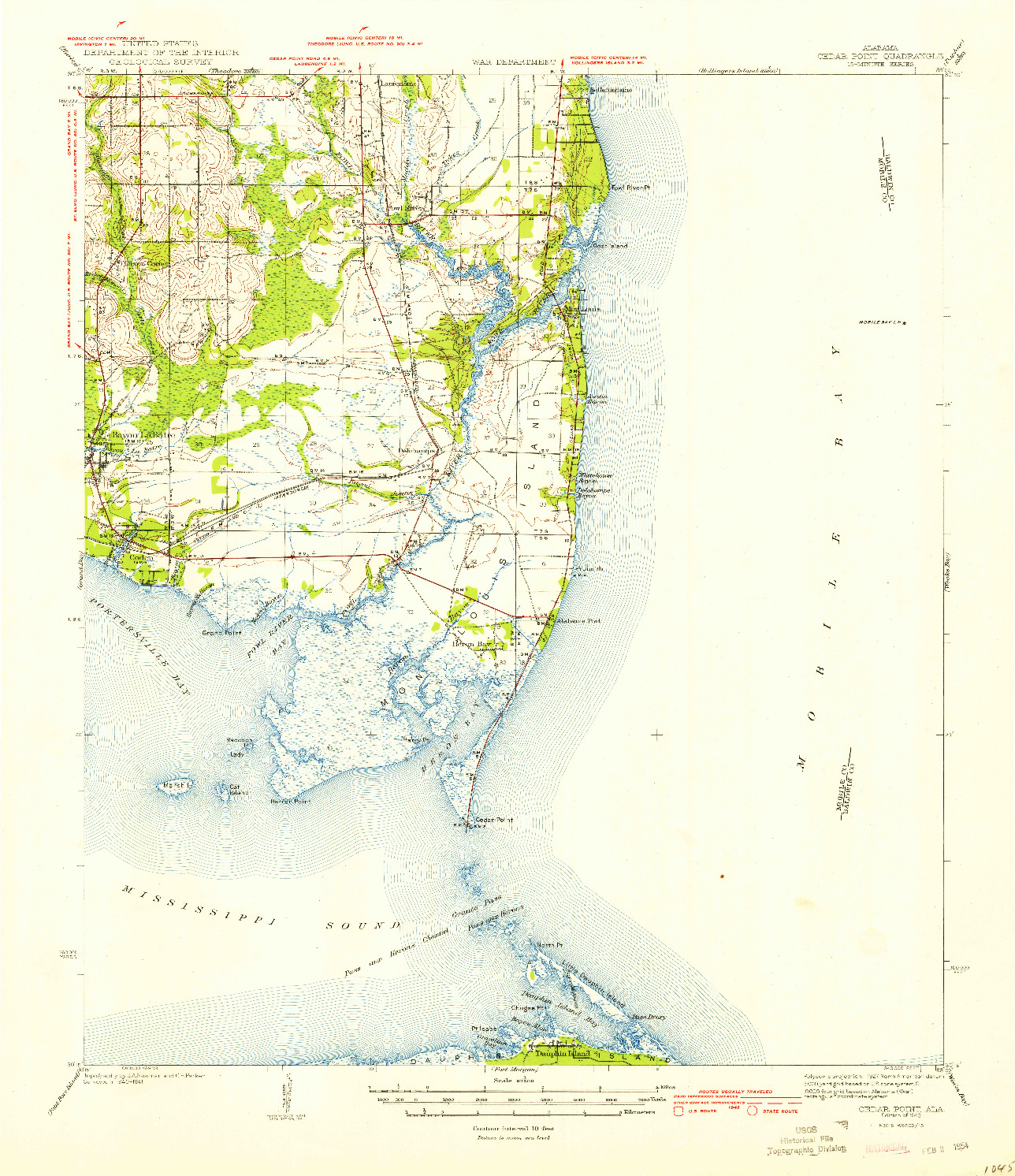 USGS 1:62500-SCALE QUADRANGLE FOR CEDAR POINT, AL 1943