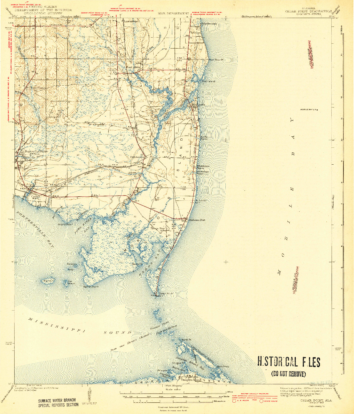 USGS 1:62500-SCALE QUADRANGLE FOR CEDAR POINT, AL 1943