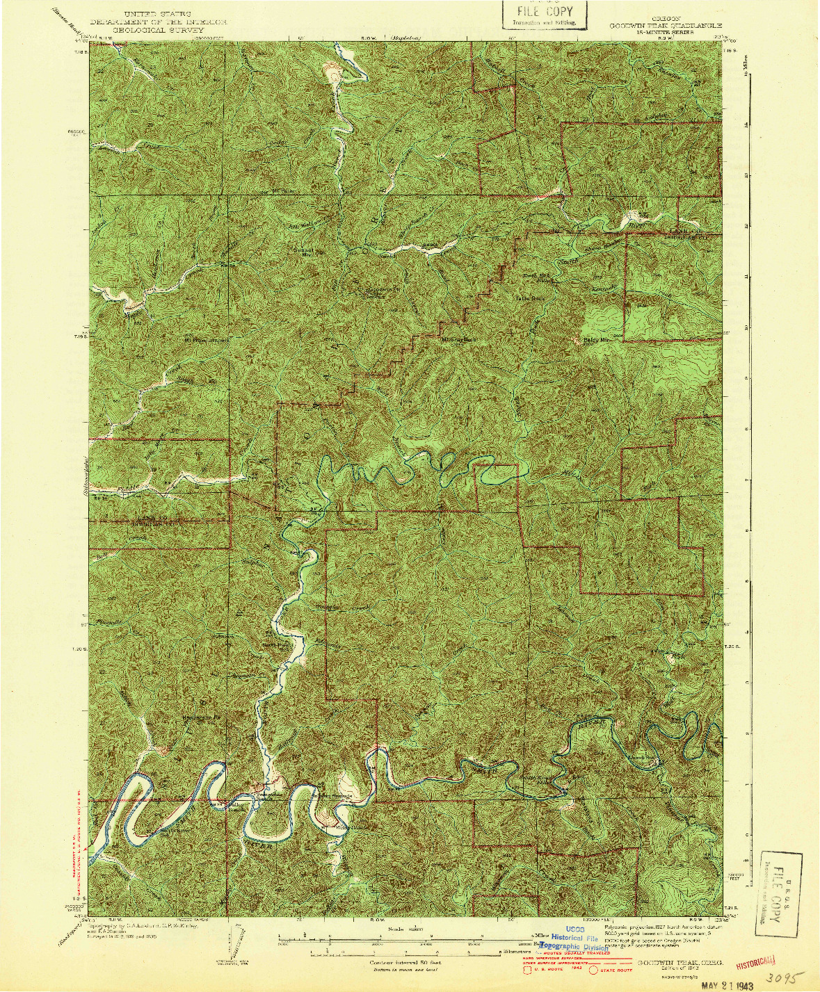 USGS 1:62500-SCALE QUADRANGLE FOR GOODWIN PEAK, OR 1943