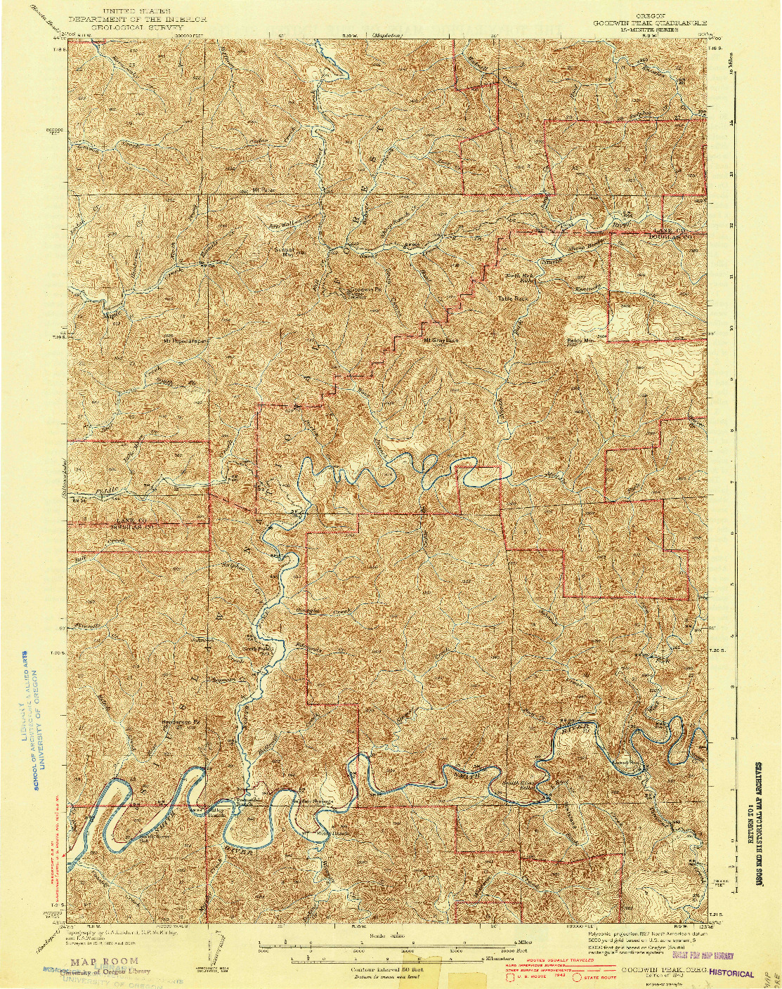 USGS 1:62500-SCALE QUADRANGLE FOR GOODWIN PEAK, OR 1943