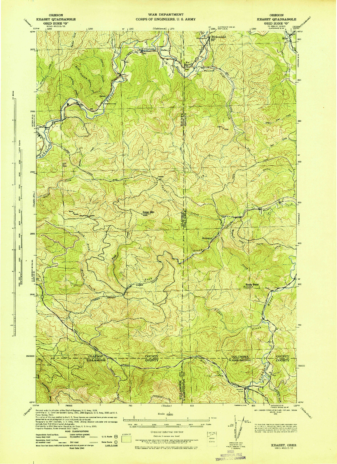 USGS 1:62500-SCALE QUADRANGLE FOR KEASEY, OR 1943