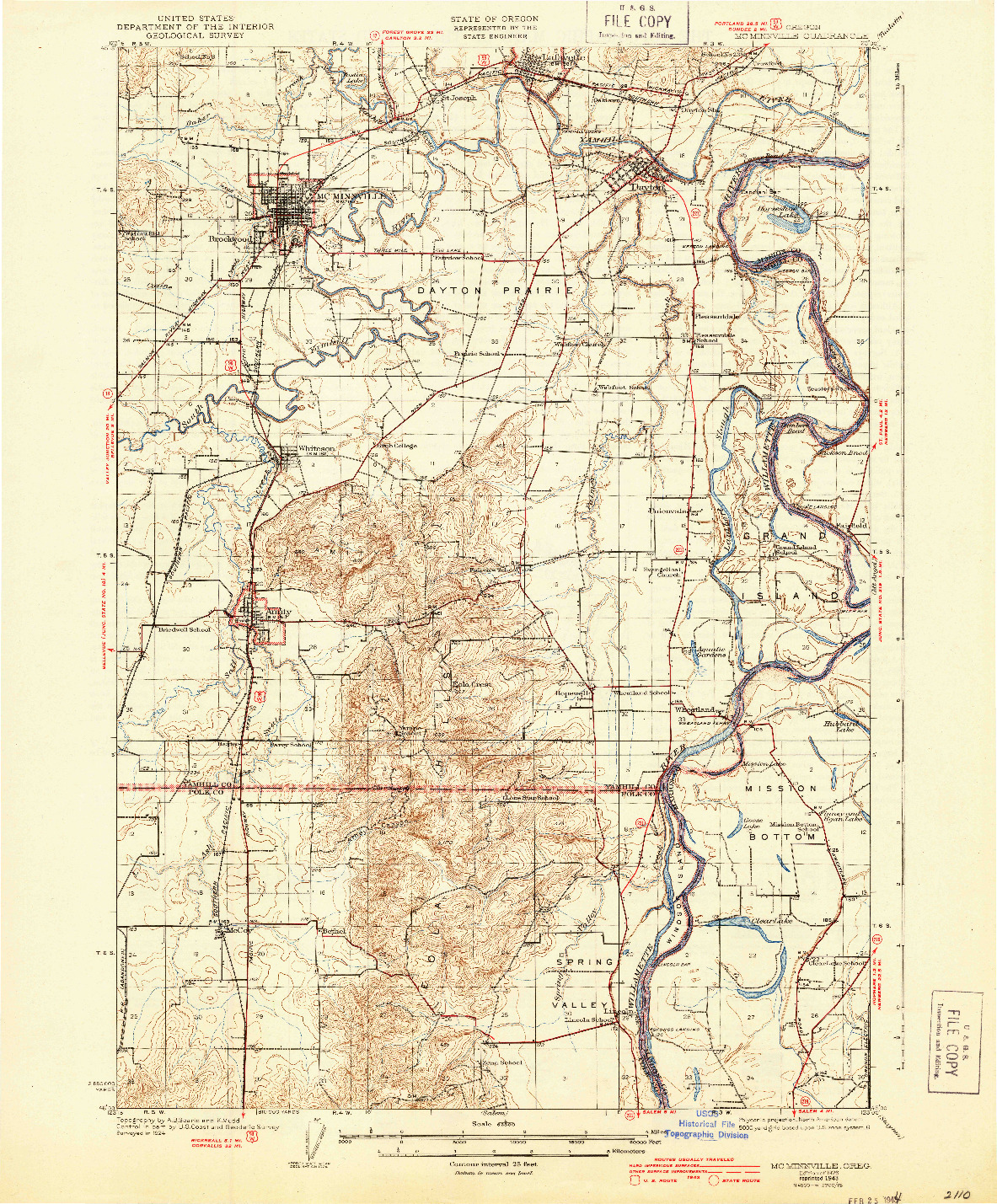 USGS 1:62500-SCALE QUADRANGLE FOR MC MINNVILLE, OR 1926