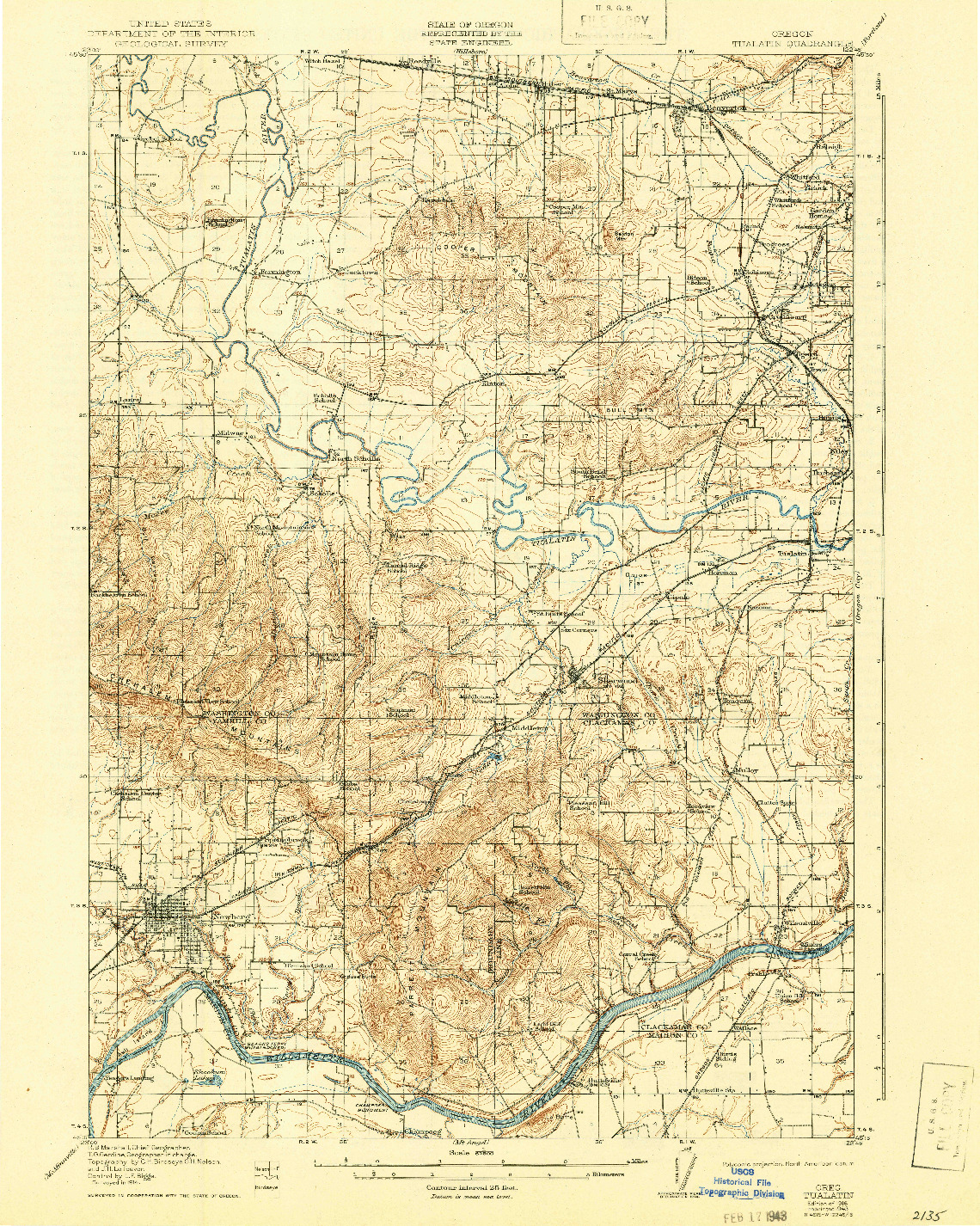 USGS 1:62500-SCALE QUADRANGLE FOR TUALATIN, OR 1916