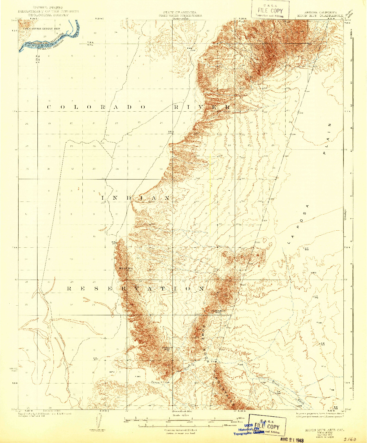 USGS 1:62500-SCALE QUADRANGLE FOR MOON MTN, AZ 1932