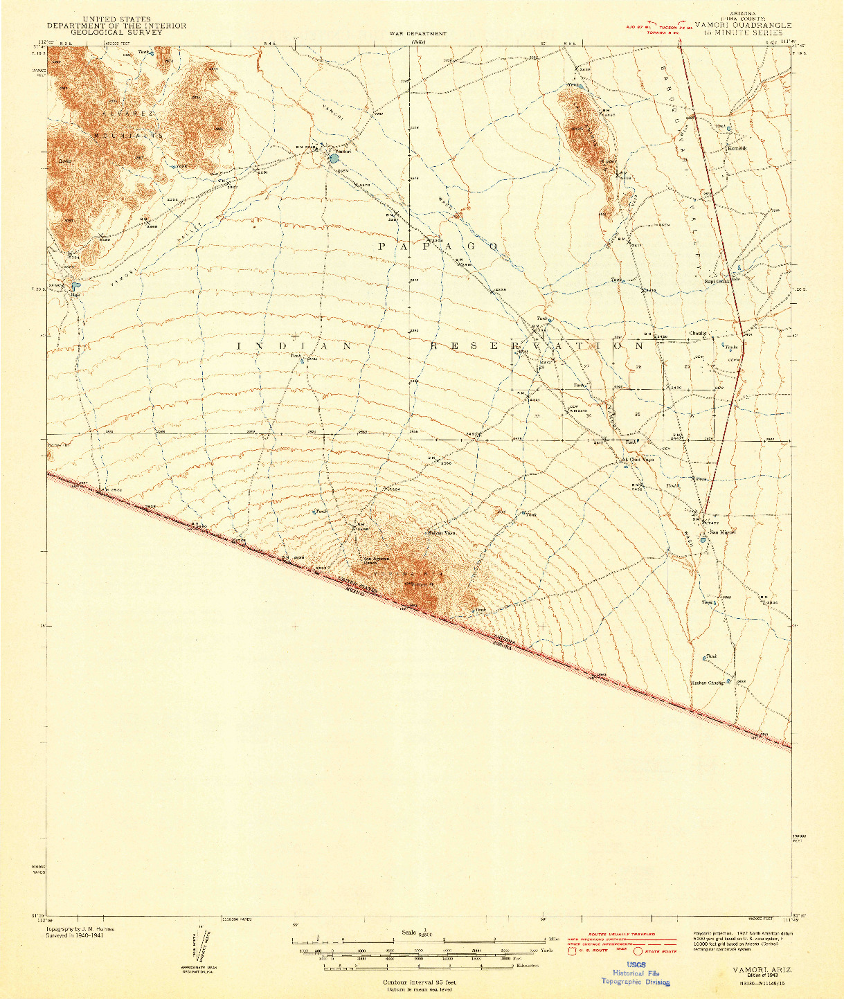 USGS 1:62500-SCALE QUADRANGLE FOR VAMORI, AZ 1943