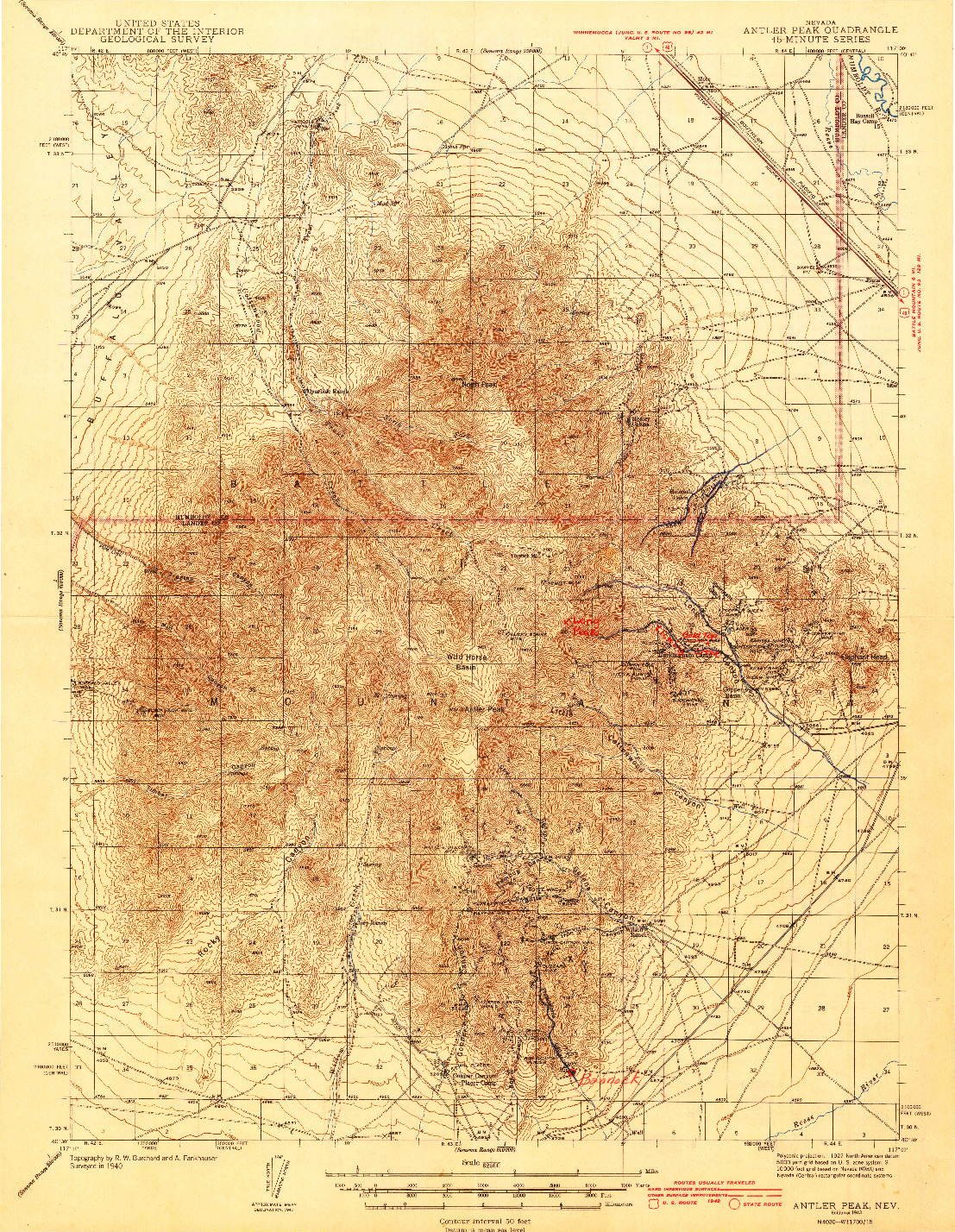 USGS 1:62500-SCALE QUADRANGLE FOR ANTLER PEAK, NV 1943