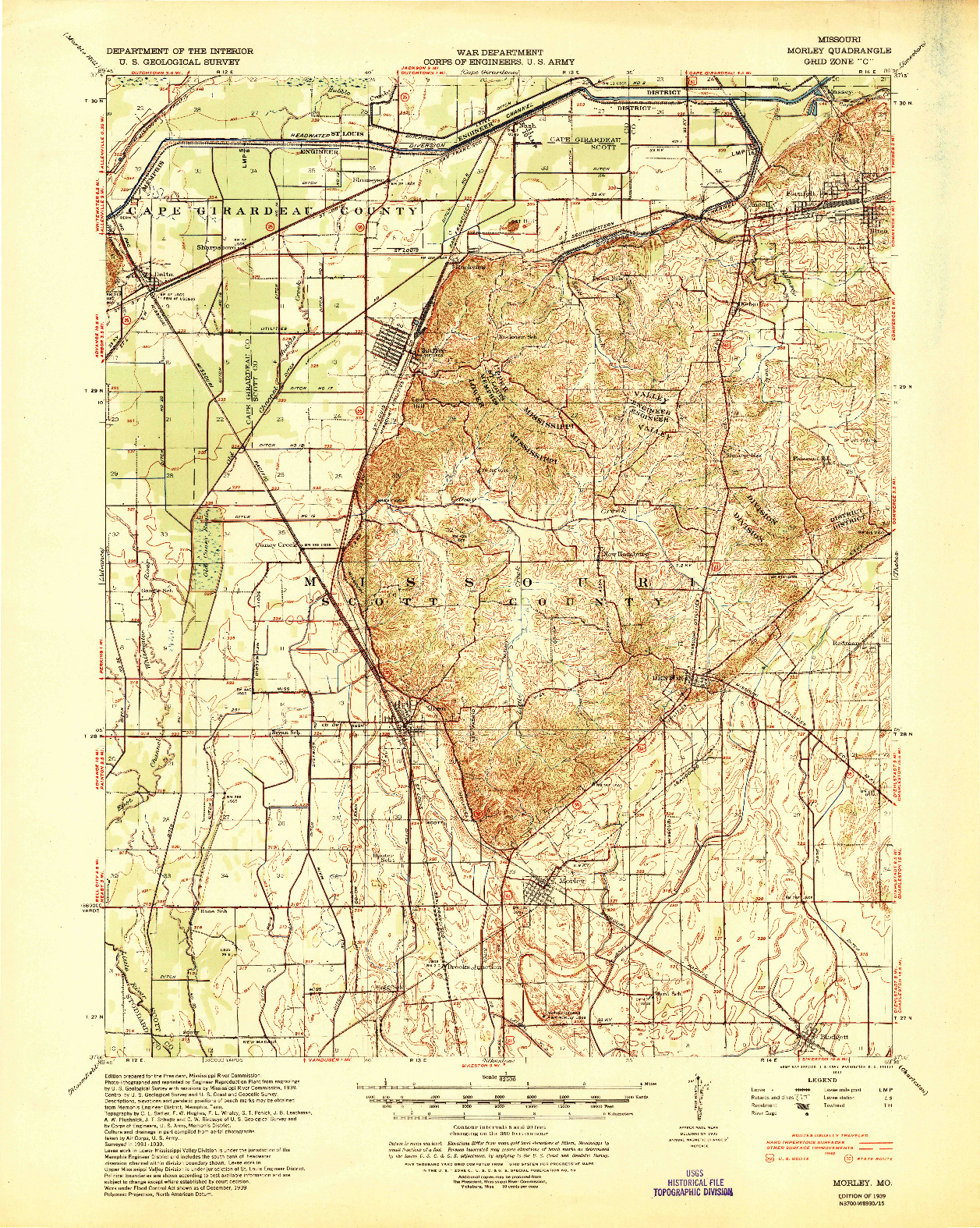 USGS 1:62500-SCALE QUADRANGLE FOR MORLEY, MO 1939