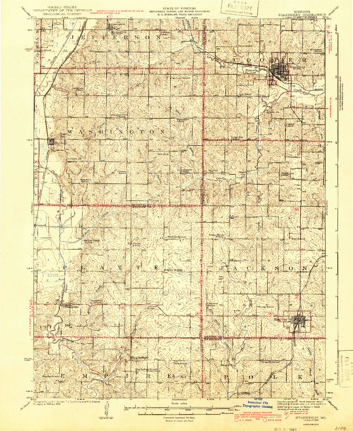 USGS 1:62500-SCALE QUADRANGLE FOR STANBERRY, MO 1943