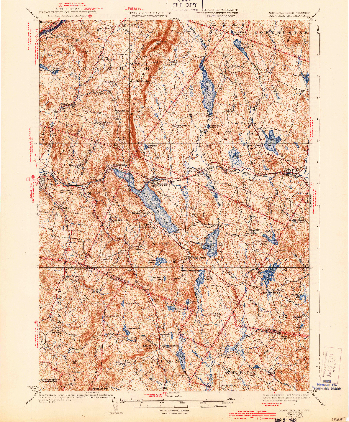 USGS 1:62500-SCALE QUADRANGLE FOR MASCOMA, NH 1932