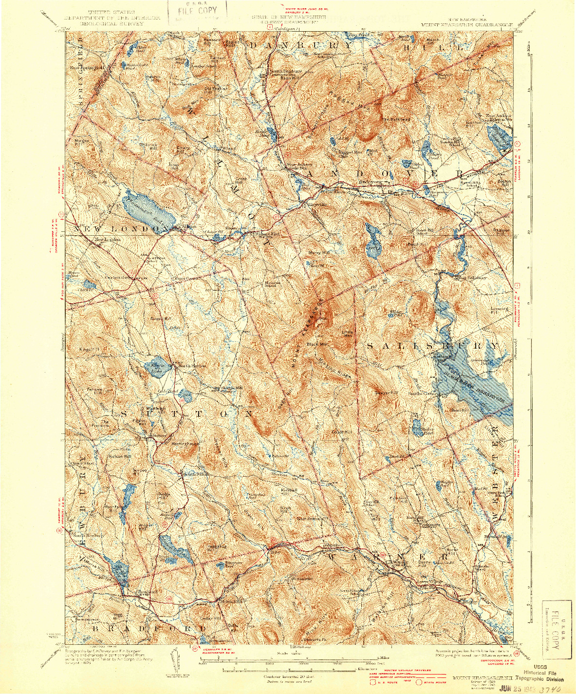 USGS 1:62500-SCALE QUADRANGLE FOR MOUNT KEARSARGE, NH 1928