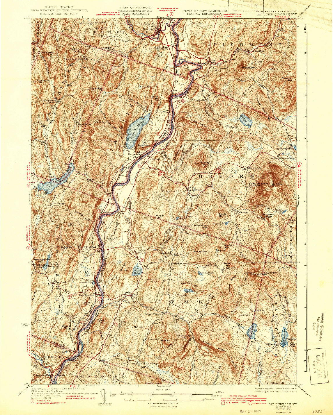 USGS 1:62500-SCALE QUADRANGLE FOR MT. CUBE, NH 1933