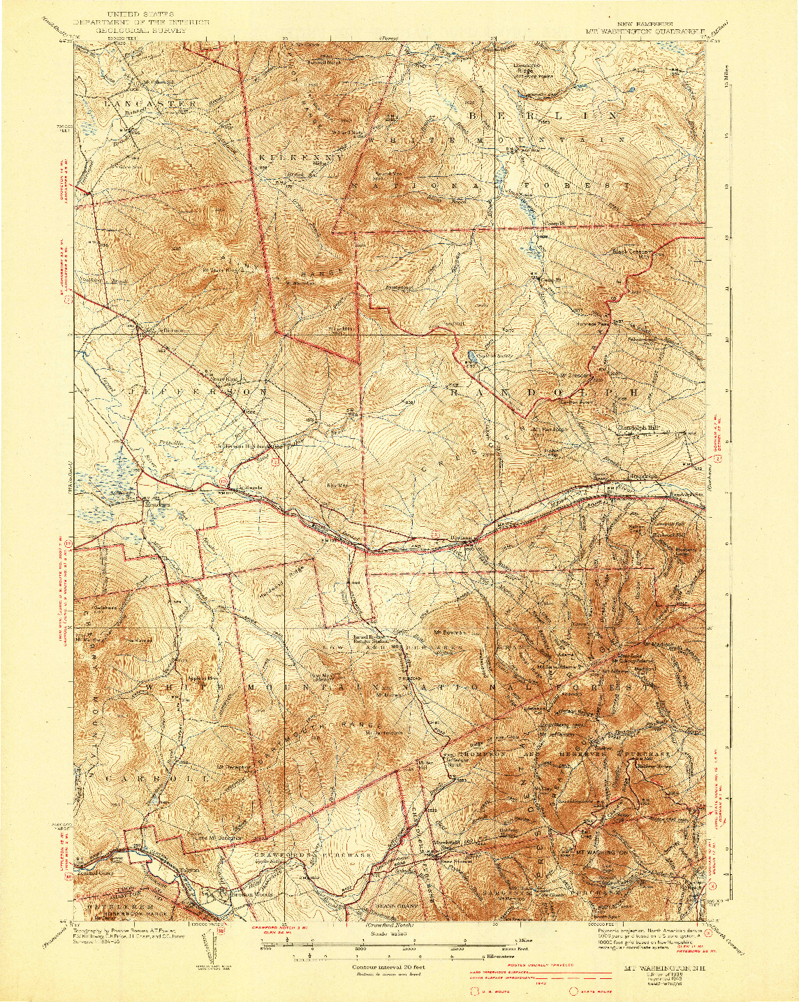 USGS 1:62500-SCALE QUADRANGLE FOR MT. WASHINGTON, NH 1938