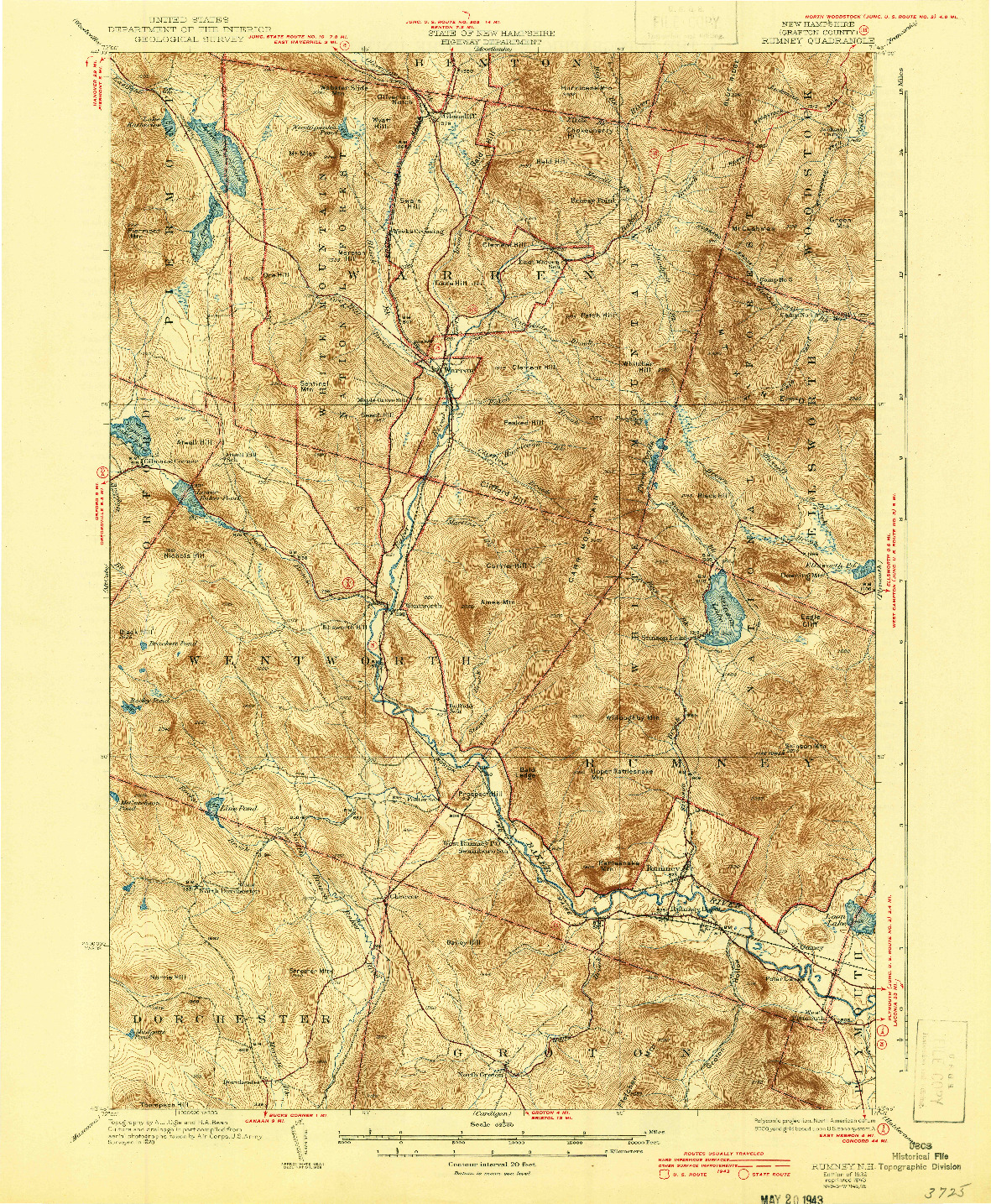 USGS 1:62500-SCALE QUADRANGLE FOR RUMNEY, NH 1932