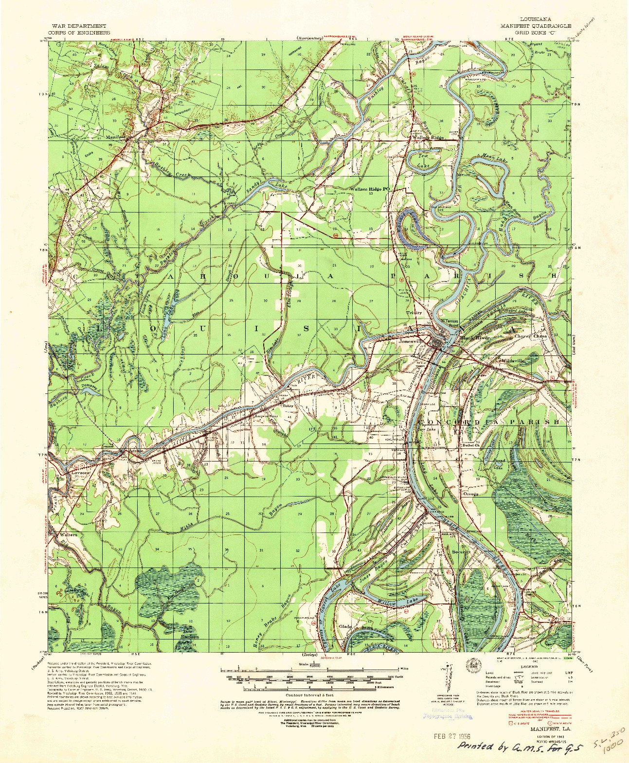 USGS 1:62500-SCALE QUADRANGLE FOR MANIFEST, LA 1941