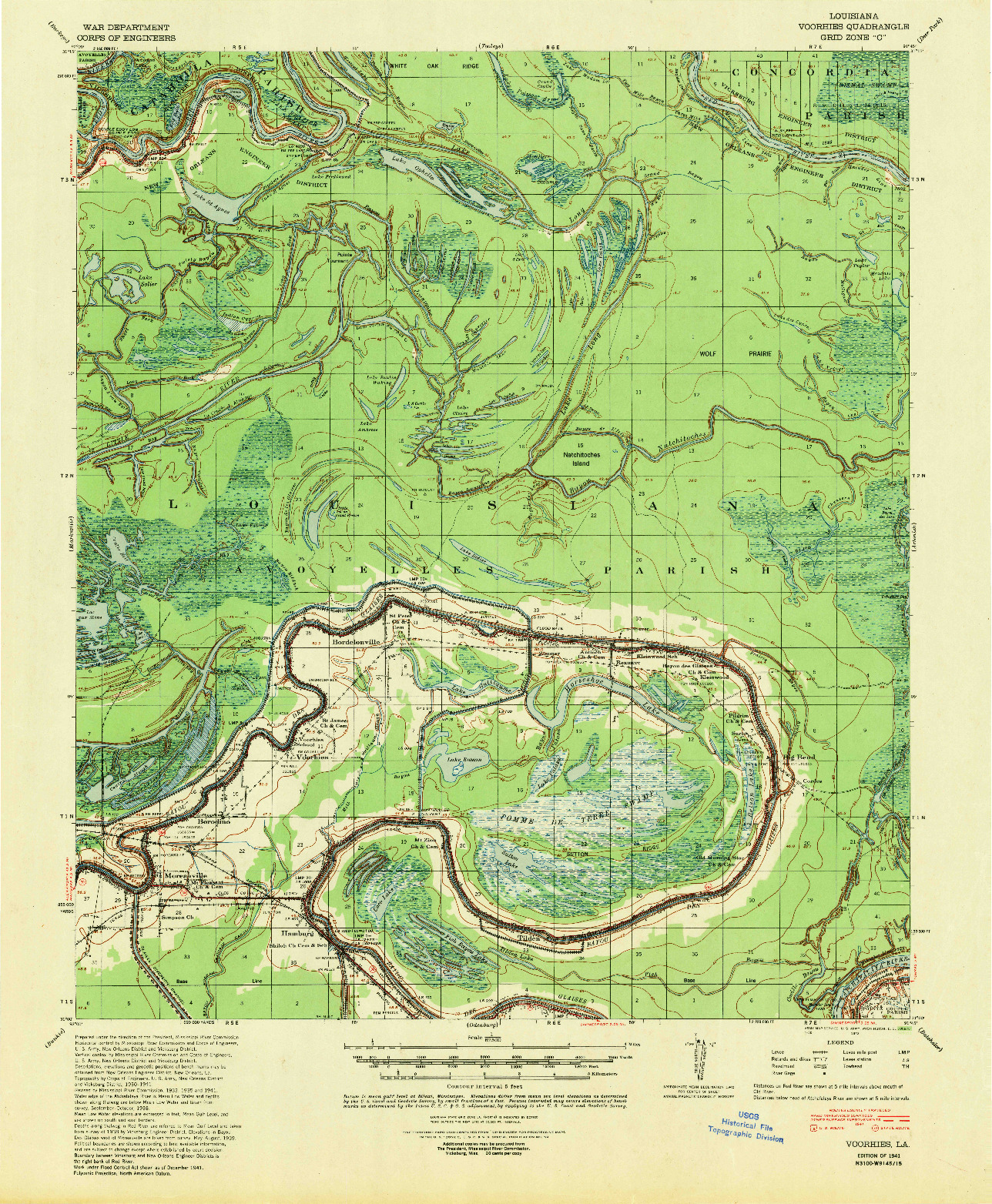 USGS 1:62500-SCALE QUADRANGLE FOR VOORHIES, LA 1941
