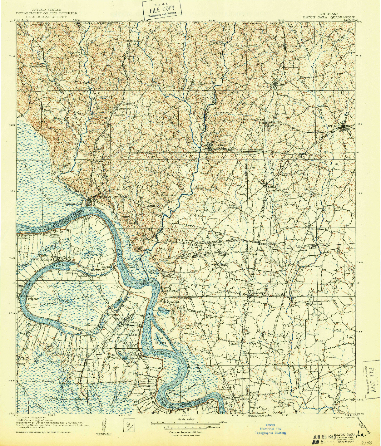 USGS 1:125000-SCALE QUADRANGLE FOR BAYOU SARA, LA 1906