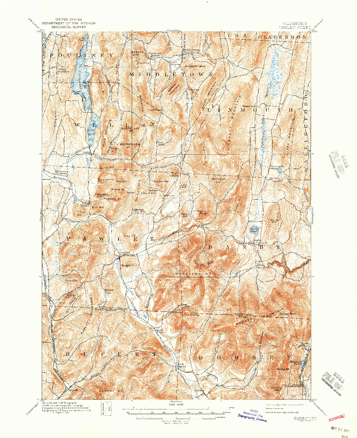 USGS 1:62500-SCALE QUADRANGLE FOR PAWLET, VT 1897