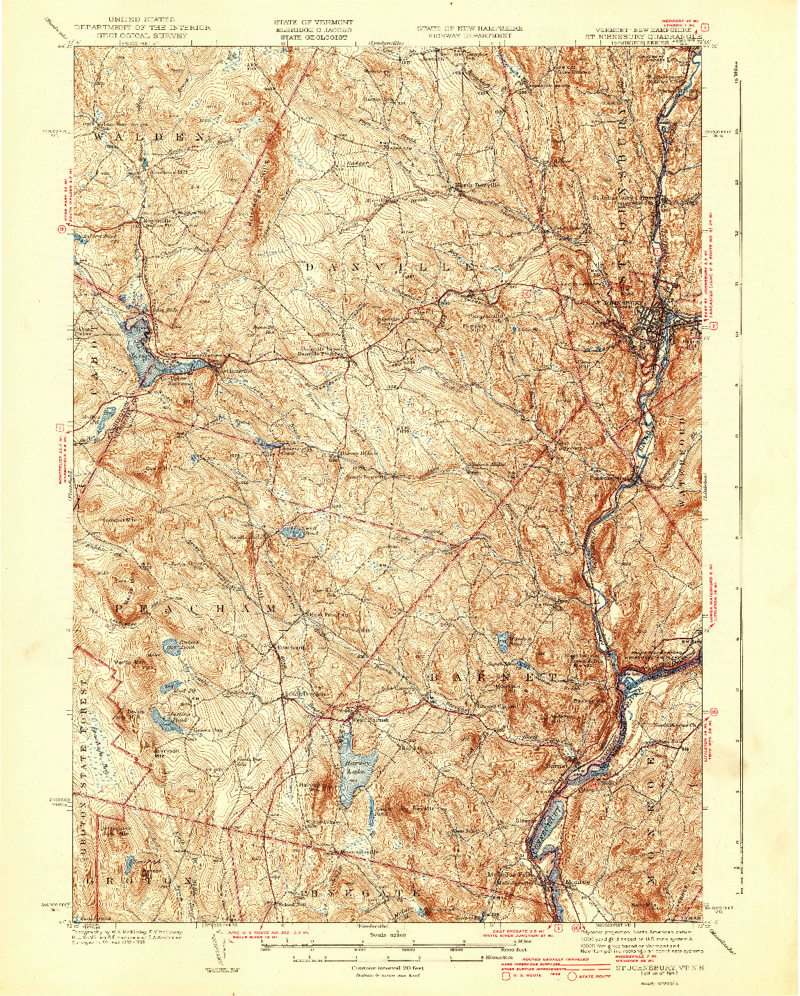 USGS 1:62500-SCALE QUADRANGLE FOR ST. JOHNSBURY, VT 1943