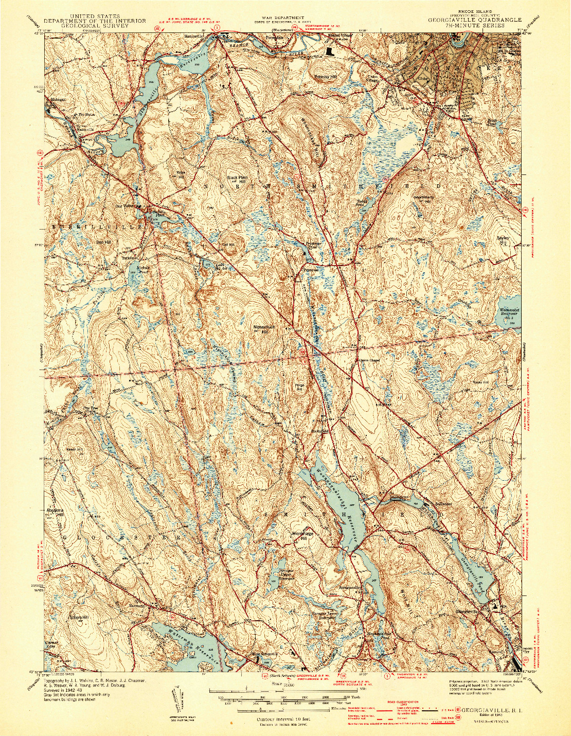 USGS 1:31680-SCALE QUADRANGLE FOR GEORGIAVILLE, RI 1943