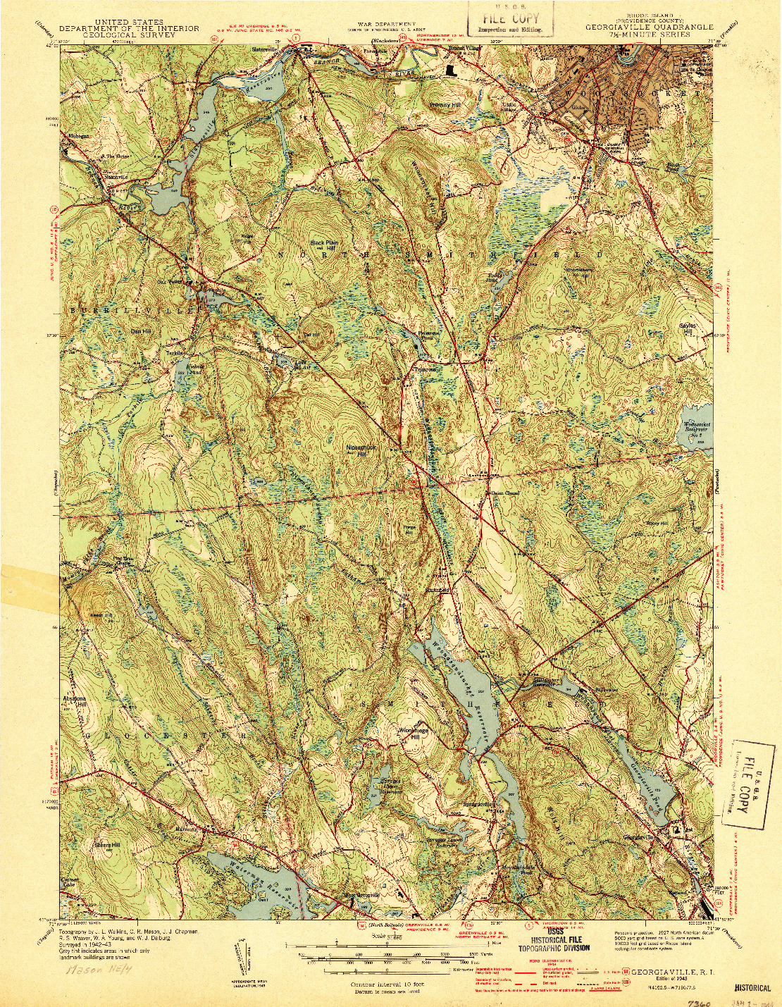 USGS 1:31680-SCALE QUADRANGLE FOR GEORGIAVILLE, RI 1943