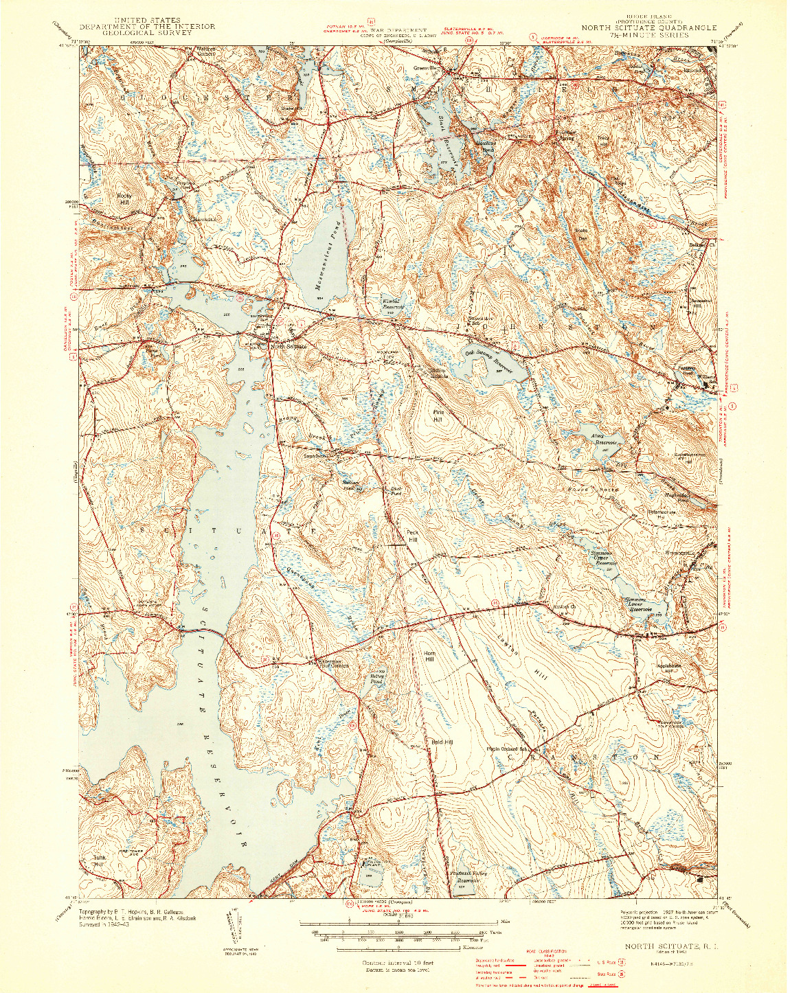 USGS 1:31680-SCALE QUADRANGLE FOR NORTH SCITUATE, RI 1943