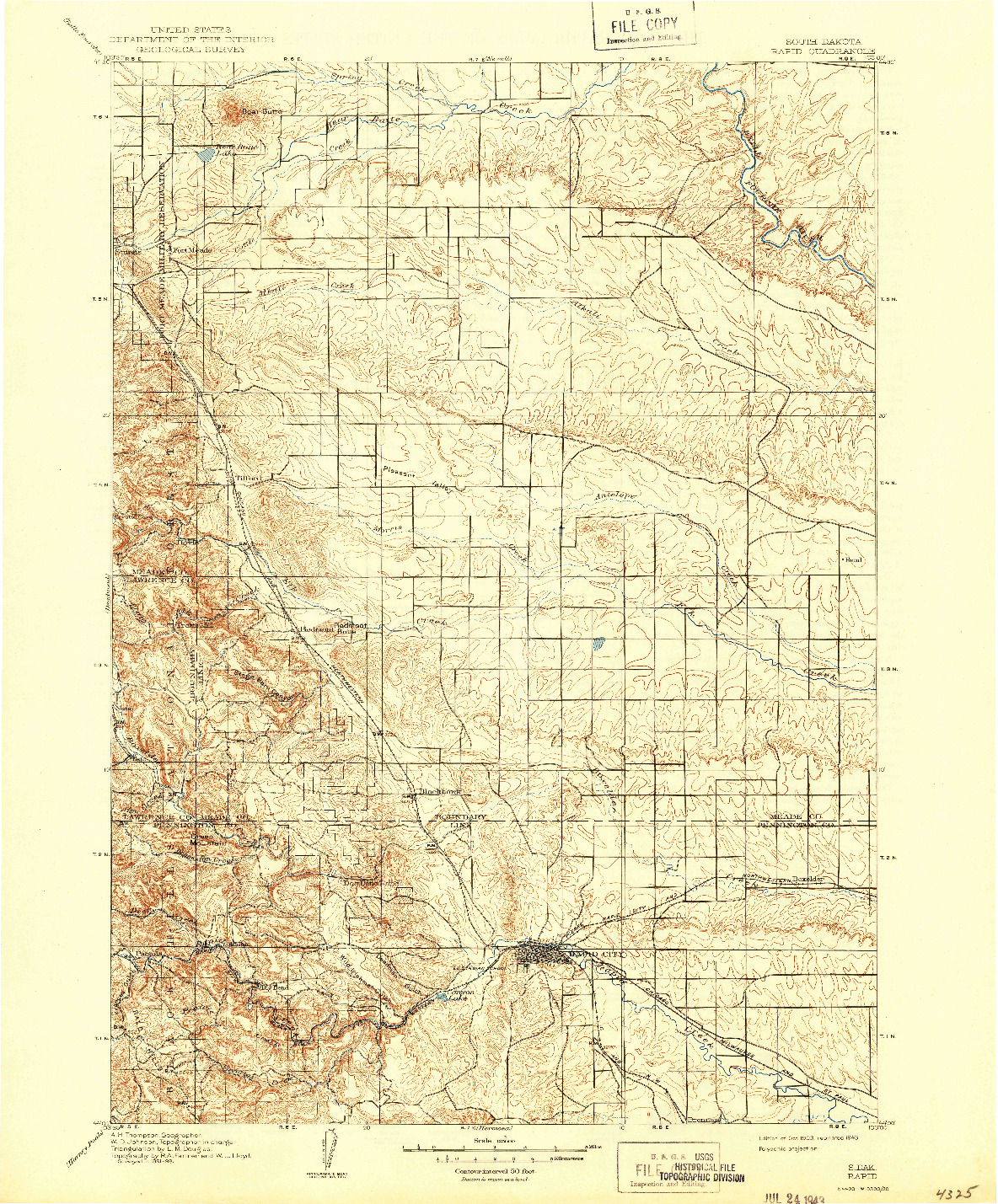 USGS 1:125000-SCALE QUADRANGLE FOR RAPID, SD 1903