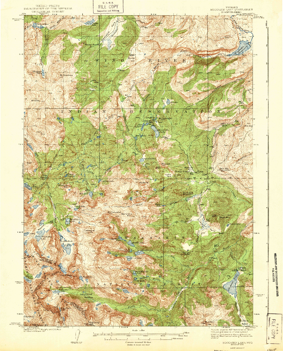 USGS 1:62500-SCALE QUADRANGLE FOR MOCCASIN LAKE, WY 1943