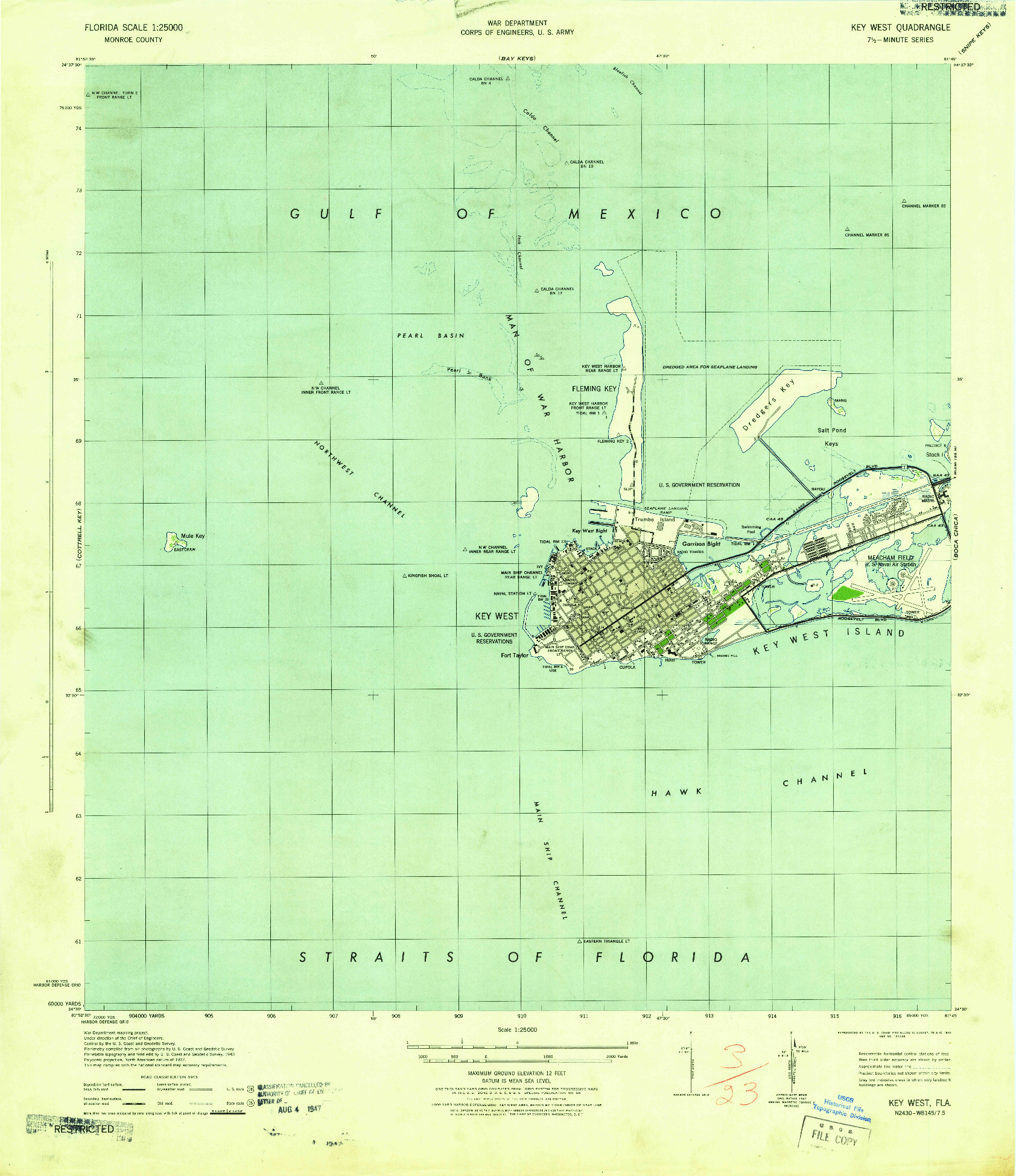 USGS 1:25000-SCALE QUADRANGLE FOR KEY WEST, FL 1943