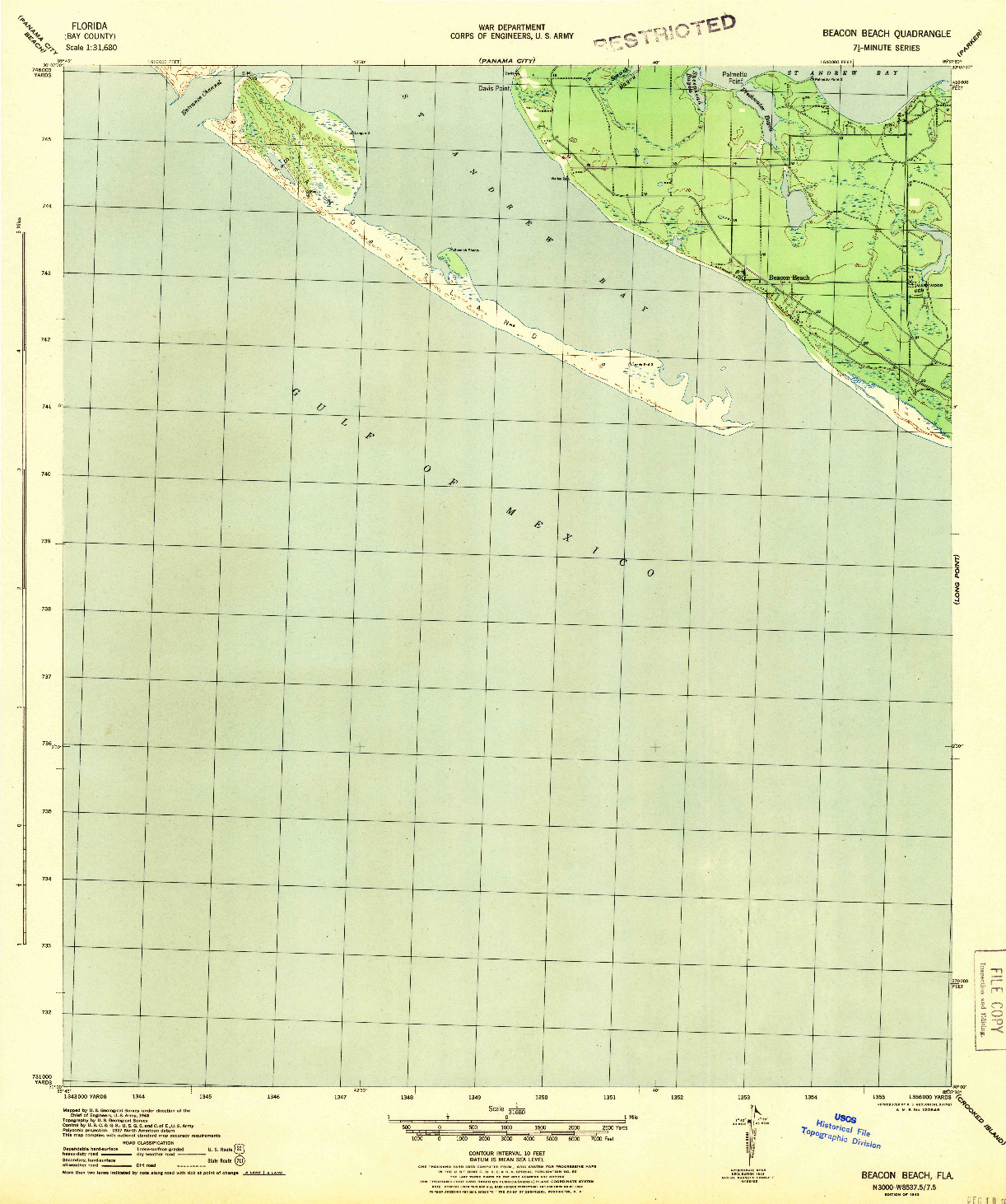 USGS 1:31680-SCALE QUADRANGLE FOR BEACON BEACH, FL 1943