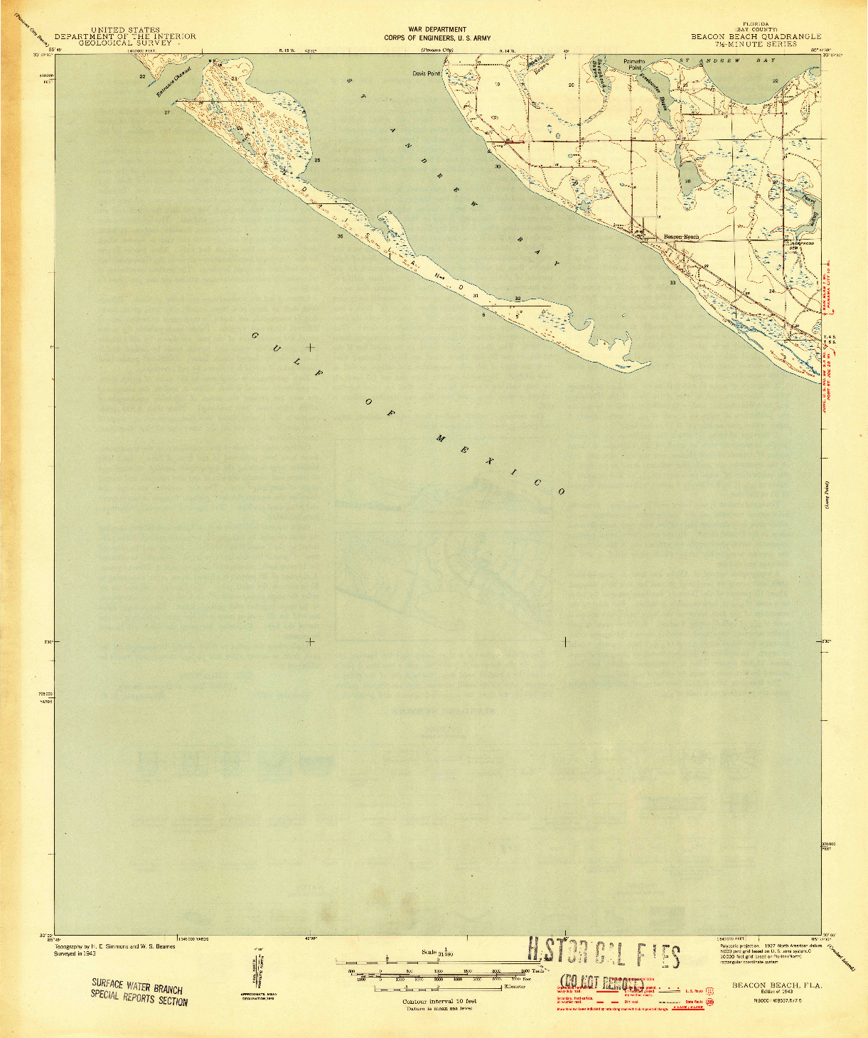 USGS 1:31680-SCALE QUADRANGLE FOR BEACON BEACH, FL 1943