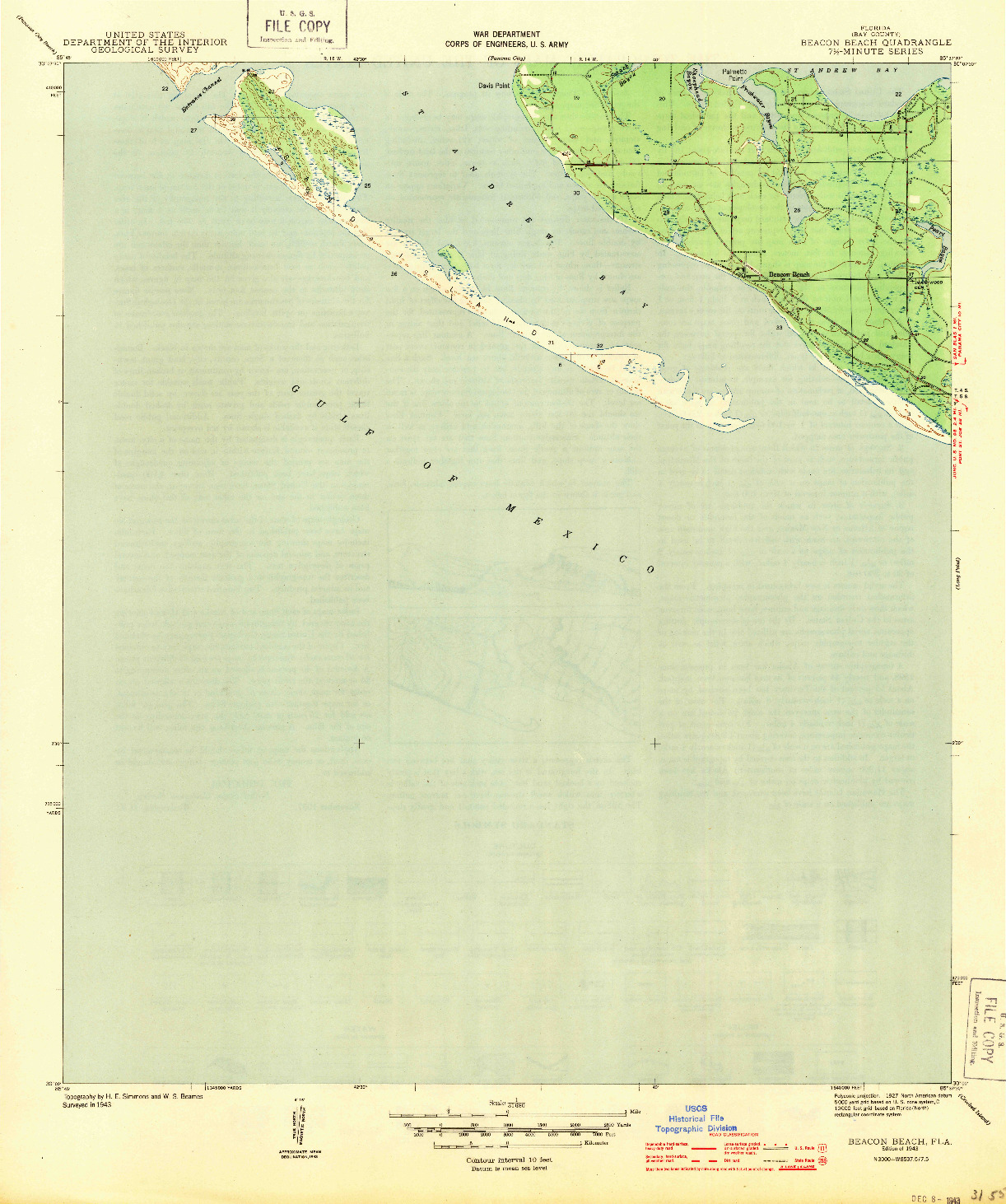 USGS 1:31680-SCALE QUADRANGLE FOR BEACON BEACH, FL 1943