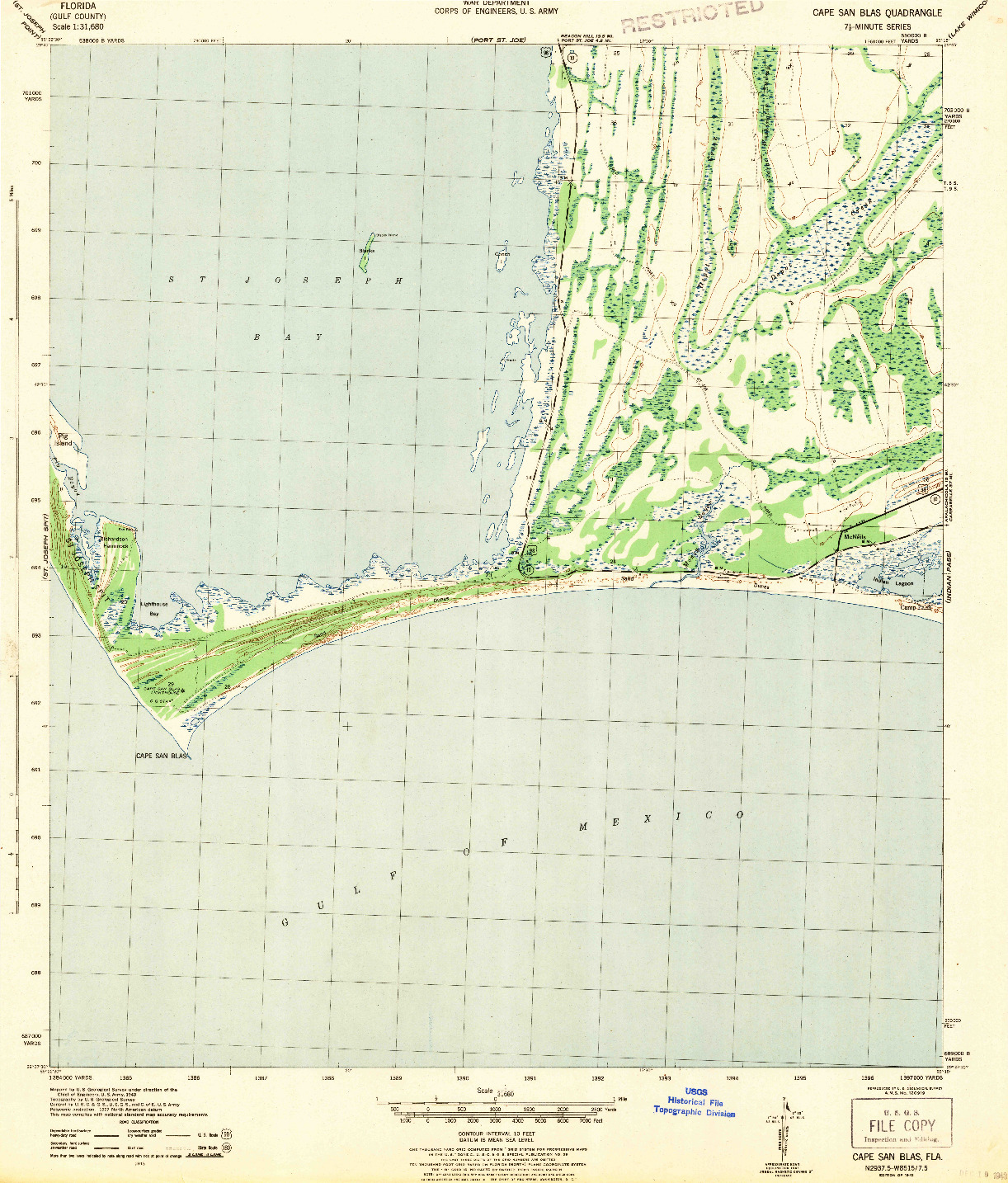 USGS 1:31680-SCALE QUADRANGLE FOR CAPE SAN BLAS, FL 1943