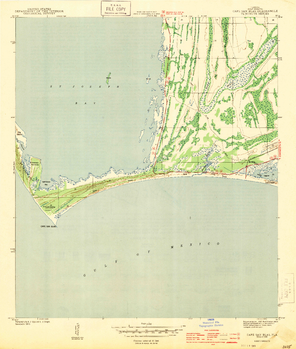 USGS 1:31680-SCALE QUADRANGLE FOR CAPE SAN BLAS, FL 1943