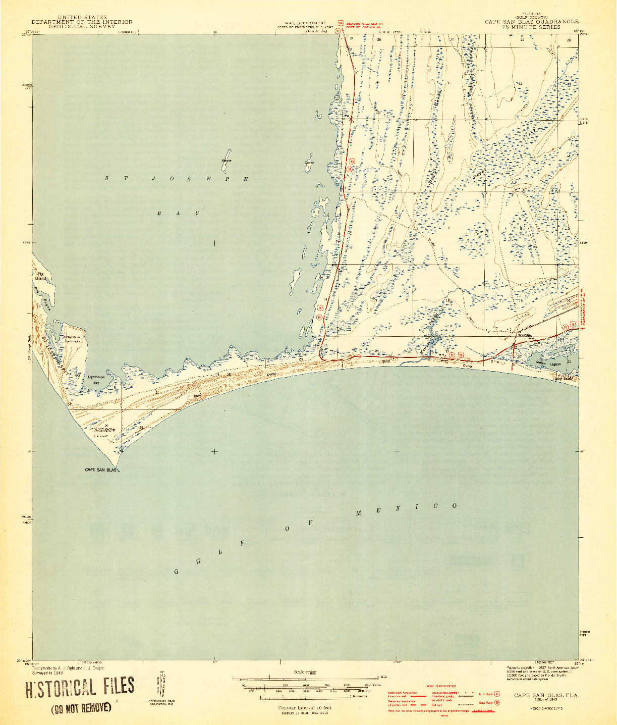 USGS 1:31680-SCALE QUADRANGLE FOR CAPE SAN BLAS, FL 1943