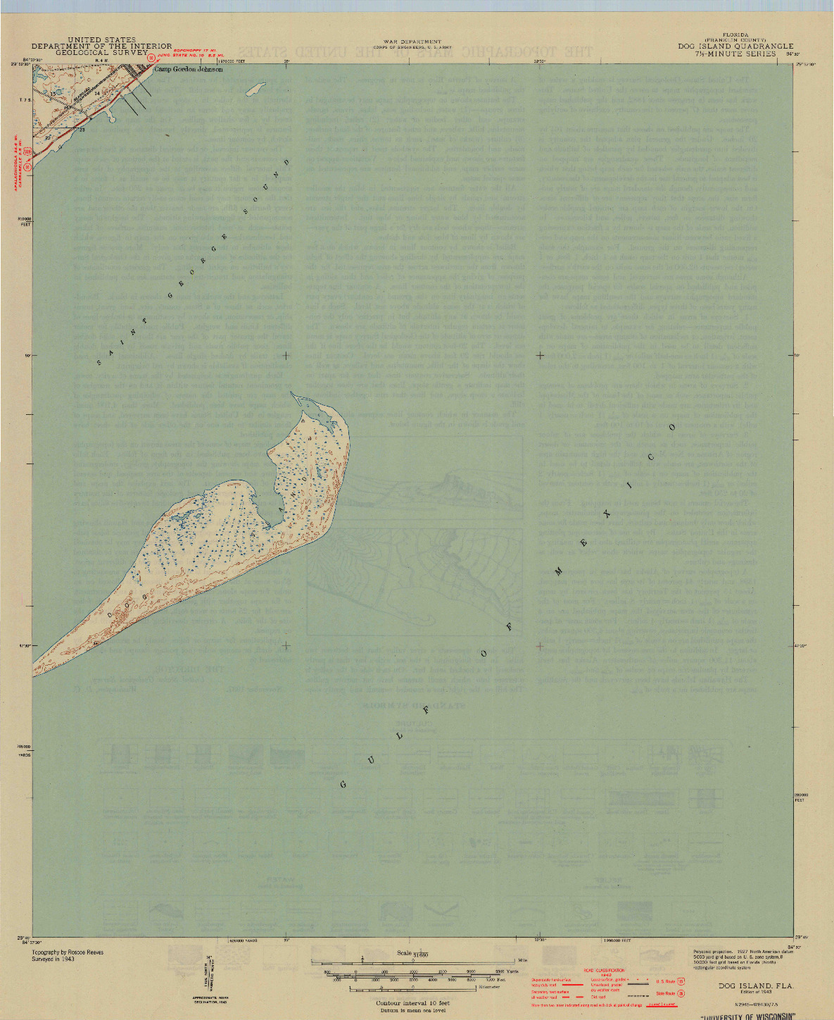 USGS 1:31680-SCALE QUADRANGLE FOR DOG ISLAND, FL 1943