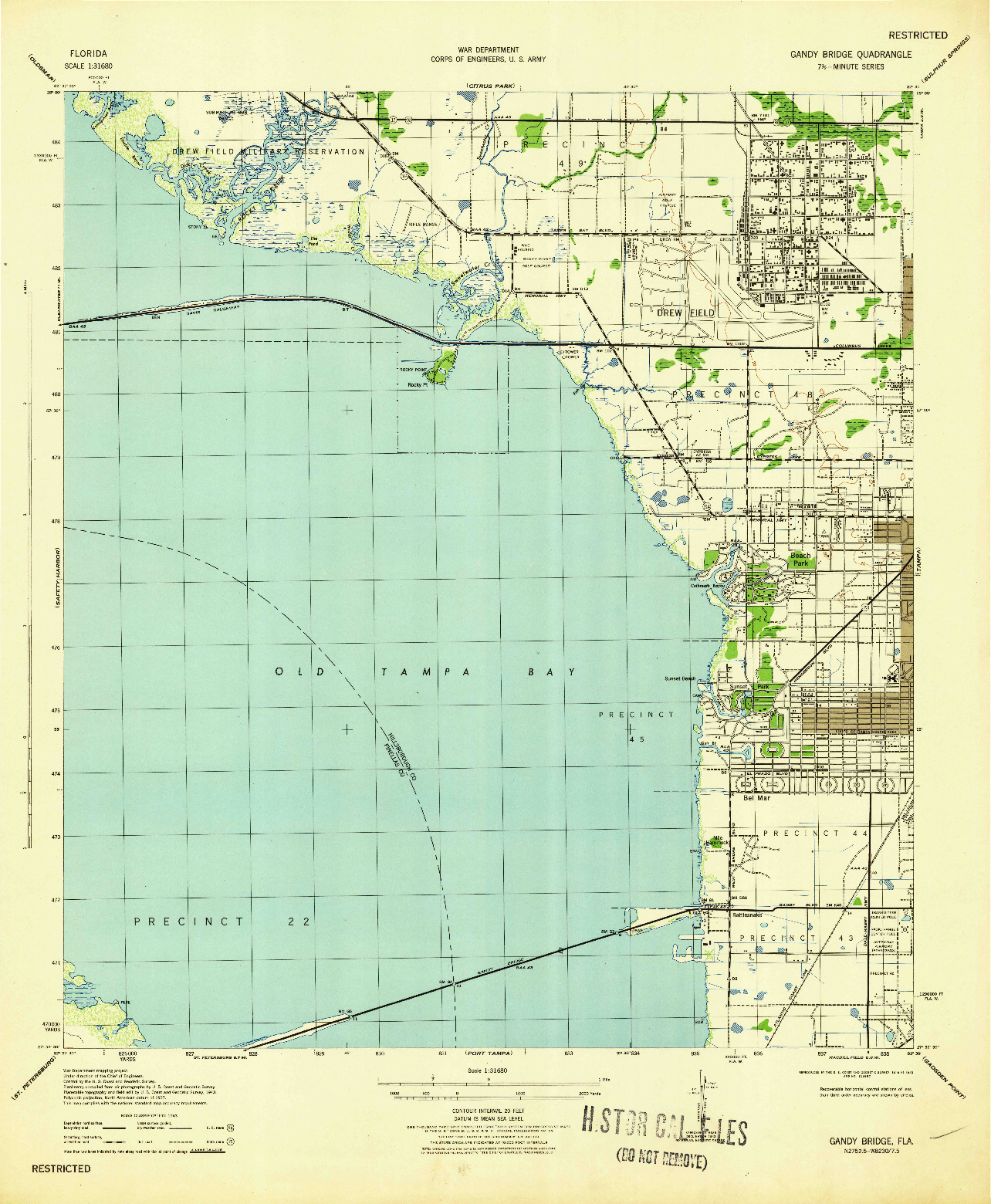 USGS 1:31680-SCALE QUADRANGLE FOR GANDY BRIDGE, FL 1943