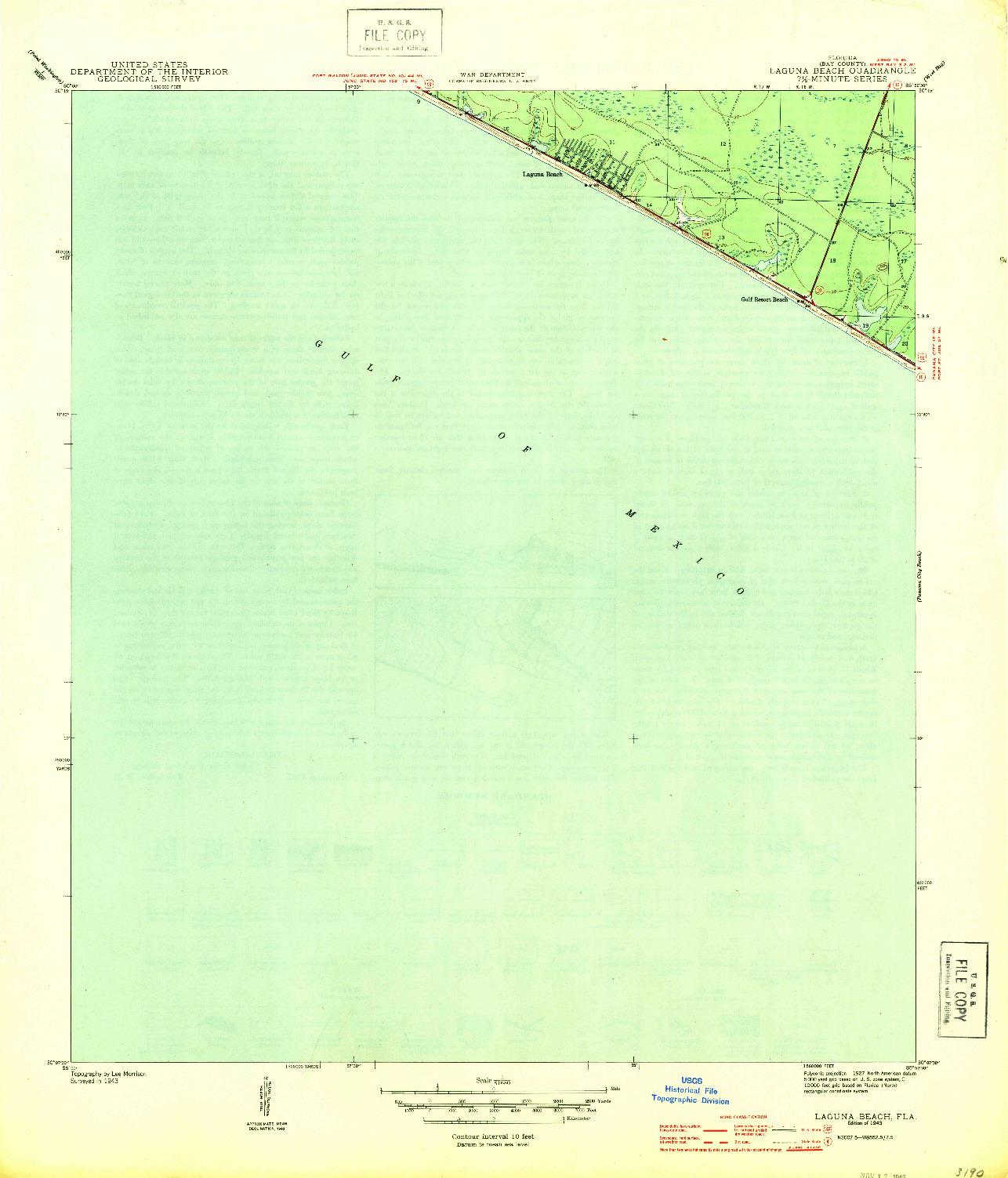 USGS 1:31680-SCALE QUADRANGLE FOR LAGUNA BEACH, FL 1943