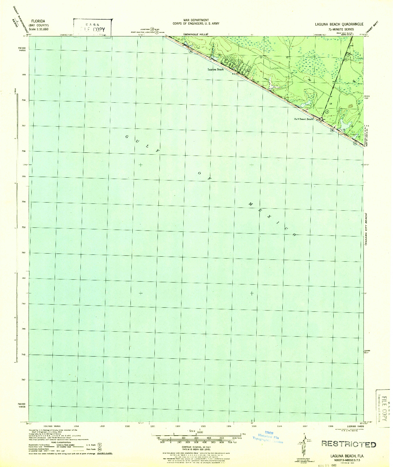 USGS 1:31680-SCALE QUADRANGLE FOR LAGUNA BEACH, FL 1943