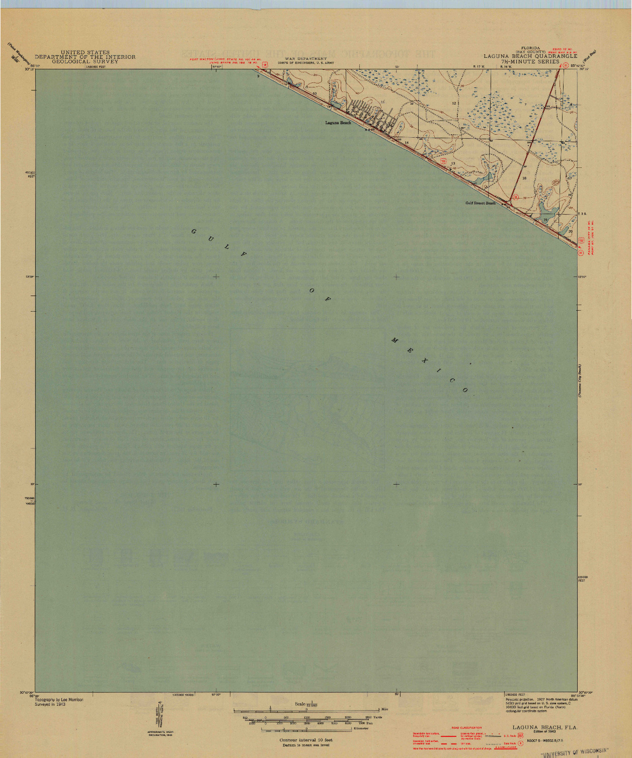 USGS 1:31680-SCALE QUADRANGLE FOR LAGUNA BEACH, FL 1943