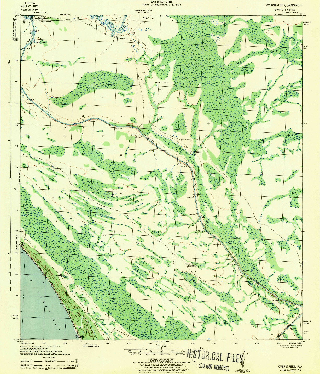 USGS 1:31680-SCALE QUADRANGLE FOR OVERSTREET, FL 1943