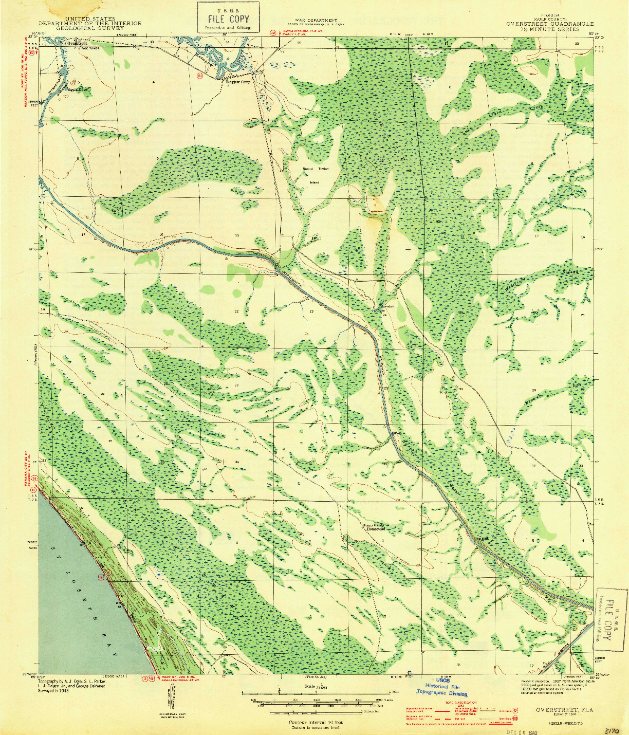 USGS 1:31680-SCALE QUADRANGLE FOR OVERSTREET, FL 1943