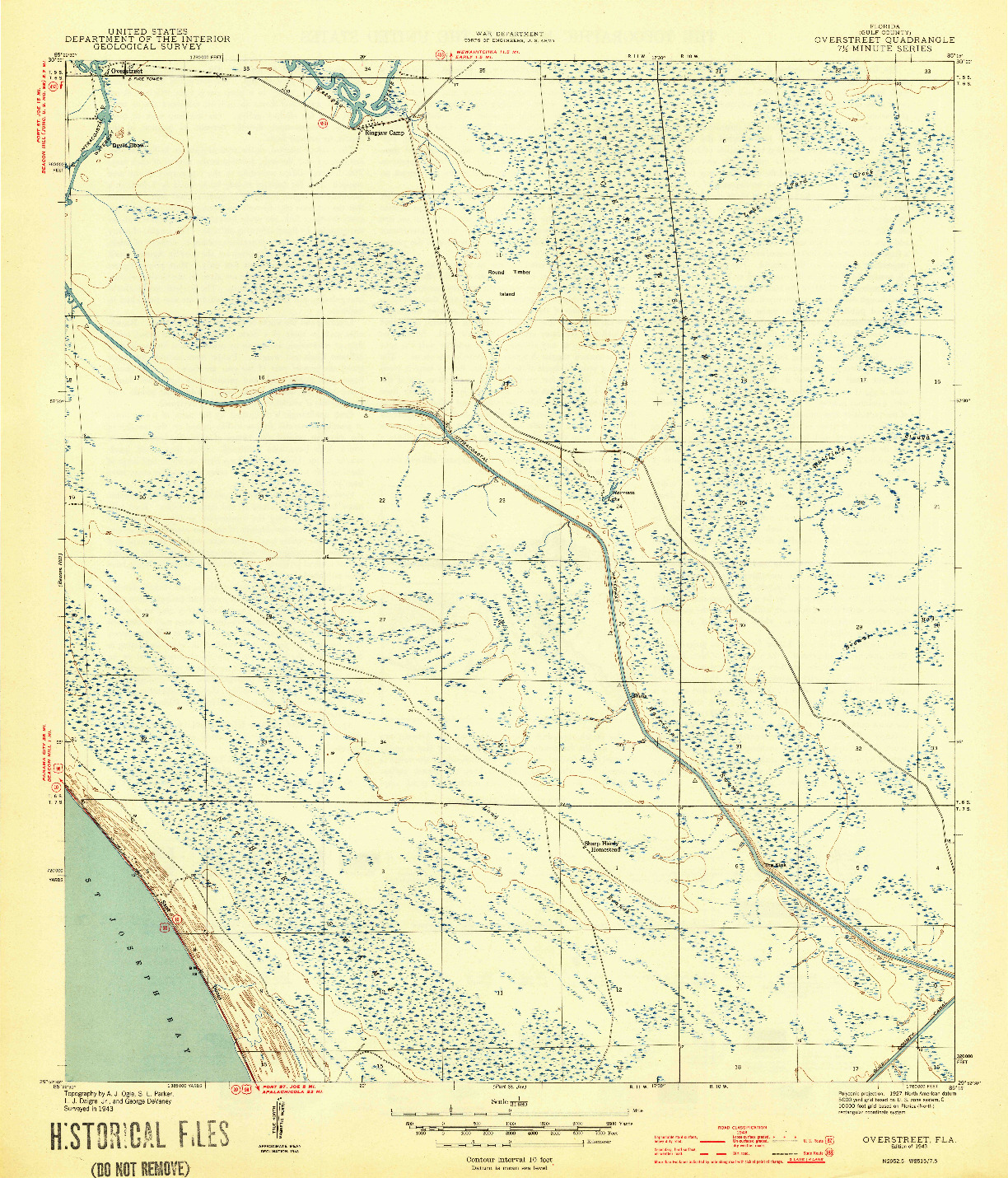 USGS 1:31680-SCALE QUADRANGLE FOR OVERSTREET, FL 1943